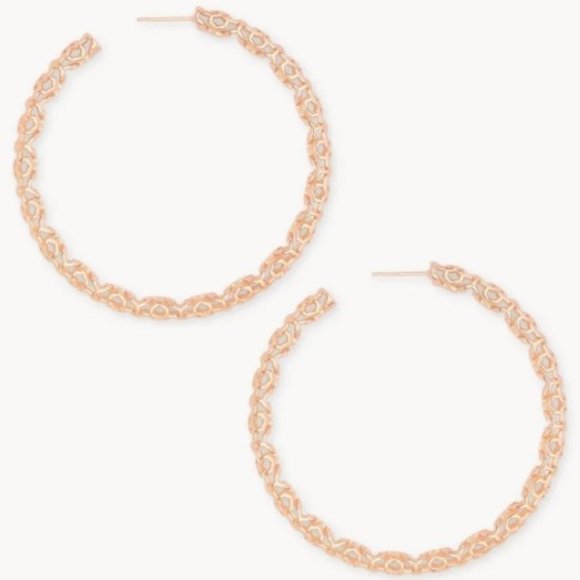 Kendra Scott Maggie Hoop Earrings in Rose Gold Filigree - Picture 1 of 1